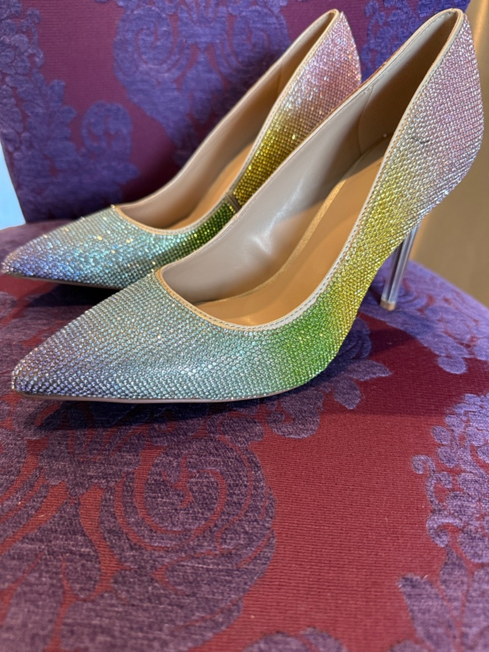 Mix No. 6 Crystal Ombre Pumps in Green and Silver